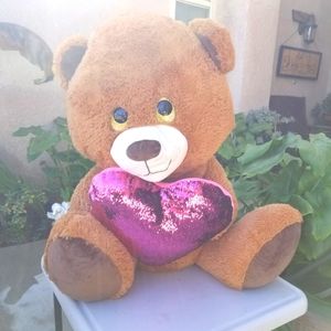 Sequin heart teddy bear